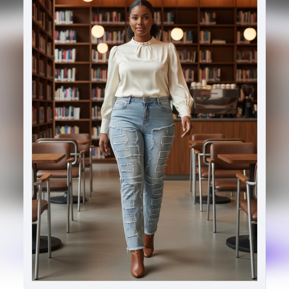 Distressed Light Blue Jeans and a Black one.